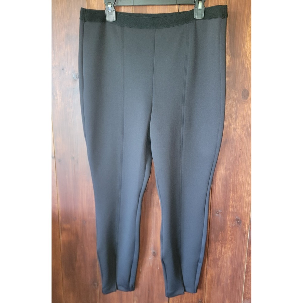 Nine West Women XL Compression Leggings Black Front Ankle Slit Skinny Stretch💫